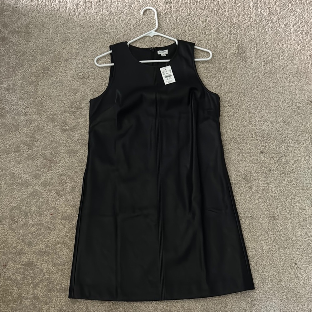 J. Crew Elegant Black Pleather Sleeveless Mini Dress